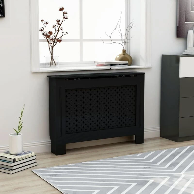 Image of VIDAXL Radiator Cover Black 112x19x81.5cm mdf Vidaxl 8719883835365