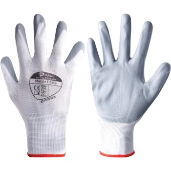 image of 102-MAT Matrix F Grip Palm-side Coated Grey/White Gloves - Size 8