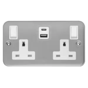 Image of Click Scolmore Essentials 2 Gang 13A Type A & C USB Plug Socket 4.2A - CL786