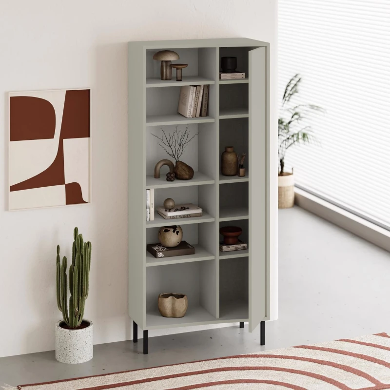 Image of FWStyle FWStyle Modern 5 Tier Curved Ash Green Bookshelf Storage Unit Green One Size Unisex 5056413128294