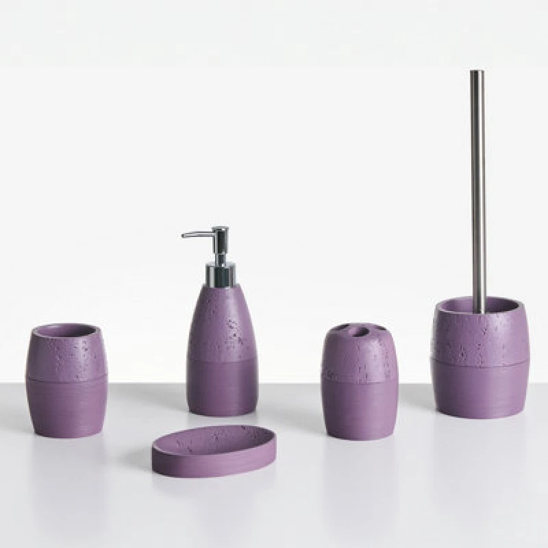 Image of Beliani 5 Piece Bathroom Accessories Set Yarapa Purple