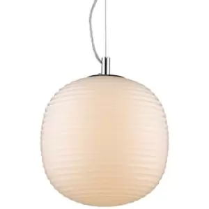 image of Netlighting Modern Hanging Pendant Chrome 1 Light with White Shade, E27