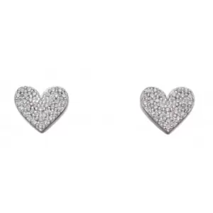 image of Heart Silver Cubic Zirconia Pave Earrings E5646C