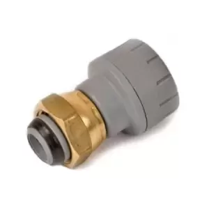 image of Polypipe - PolyPlumb PB715 15mm x 1/2' Straight Tap Connector Brass Connecting Nut - Single