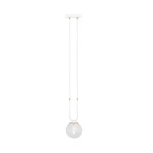 image of Glam White Globe Pendant Ceiling Light with Clear Glass Shades, 1x E14