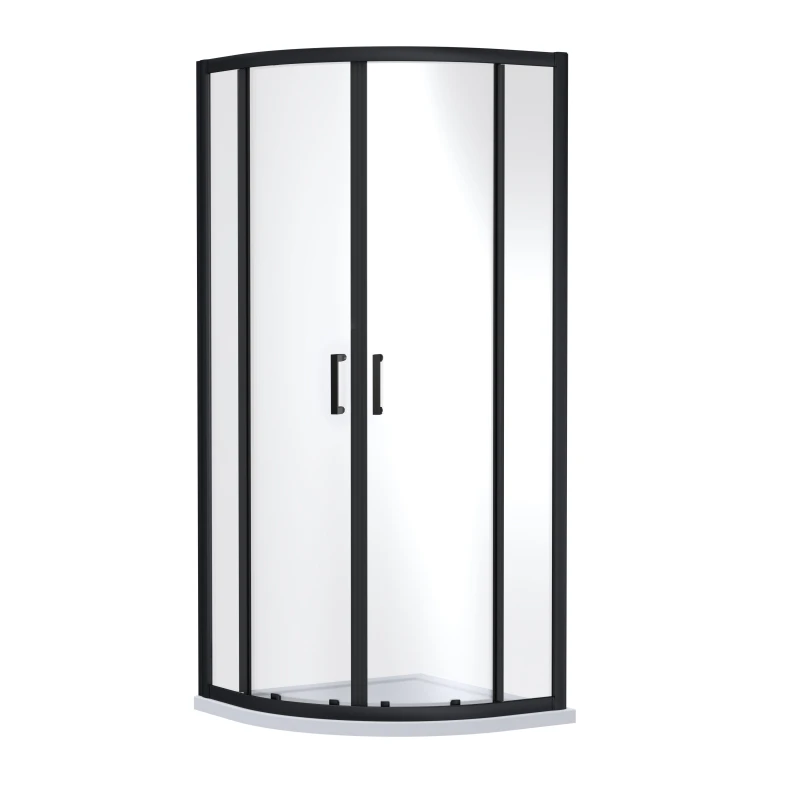 Image of Balterley 6mm Glass Quadrant Shower Enclosure 1900 x 800 x 800mm Matt Black Black