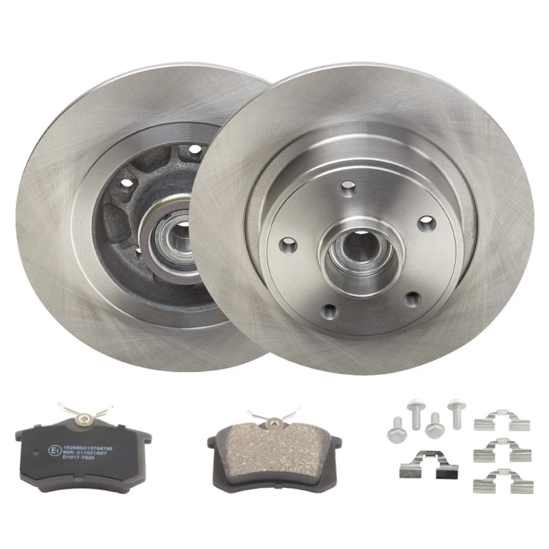 Image of RIDEX 3405B1773 Brake disc and pads set Rear Axle, Brake Disc Type: Solid, excl. wear warning contact Brake Set,disc brakes (3405)