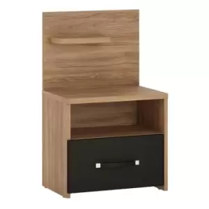 Image of Monaco 1 Drawer Bedside With Open Shelf Left Hand In Oak Effect And Black