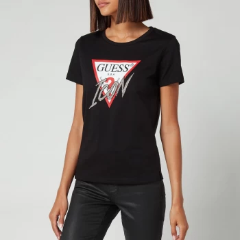 Image of Guess Womens Short Sleeve Crewneck Icon T-Shirt - Jet Black - S