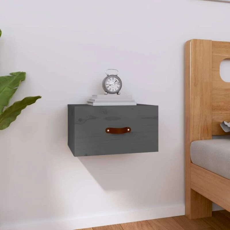 Image of Vidaxl Wall-mounted Bedside Cabinet Grey 40X29.5X22 Cm, Grey 820990