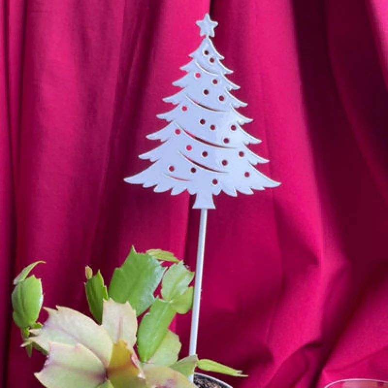 Image of Poppy Forge Christmas Tree Pot Pin Garden Art (Pack Of 3) - H25cm - White