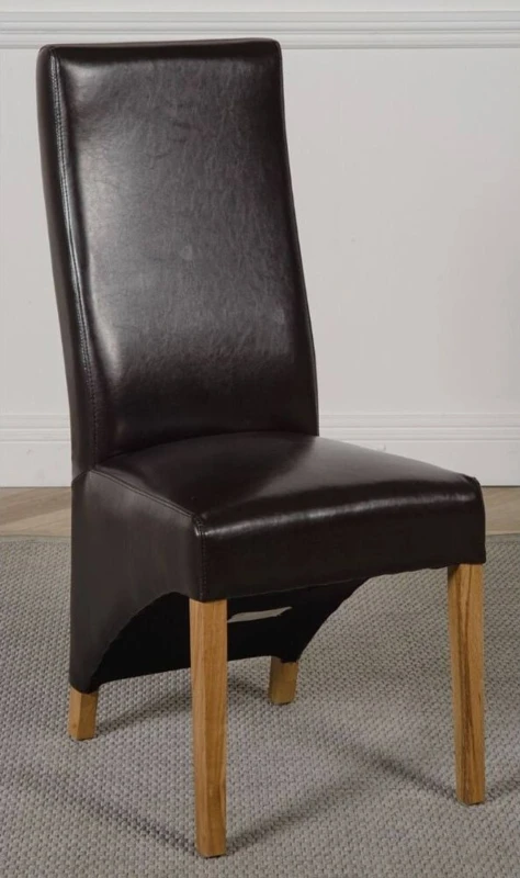 Image of Thats Furniture Lola Leather Dining Chairs for Dining Room or Kitchen in Brown Brown Unisex