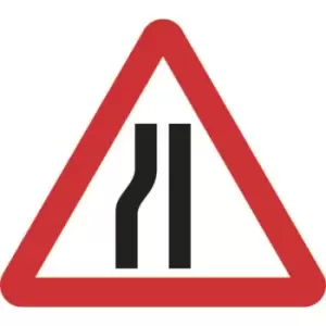 Image of Road Narrows Nearside - Classic Roll Up Traffic Sign (600MM Triangle