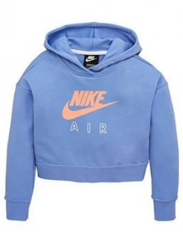 image of Nike Air Older Girls Crop Hoodie - Blue