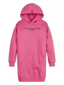 image of Tommy Hilfiger Girls Essential Hoodie Sweat Dress - Pink, Size 10 Years, Women