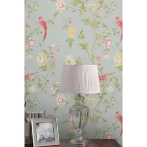 image of Laura Ashley Summer Palace Duck Egg Wallpaper