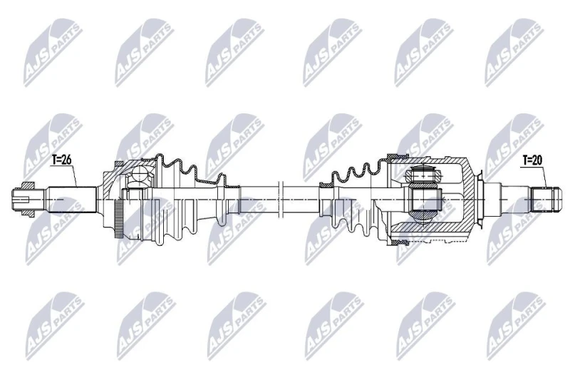 Image of NTY NPW-TY-190 Drive shaft Manual Transmission, Front Axle Right Drive Shaft (13)