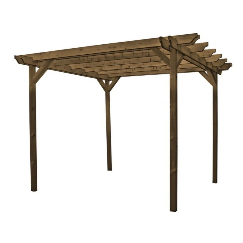 Image of Rutland County Garden Furniture Double Garden Pergola - Wood - L180 X W180 X H270 Cm - Rustic Brown