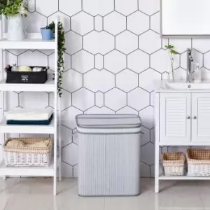 Image of HOMCOM 100L Bamboo Laundry Basket, One Compartment, Flip Lid, Removable Lining - Grey