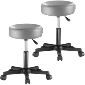Image of Deuba Swivel Stool Adjustable Work Chair Hydraulic Seat PU Leather Thick Padding 2Pcs Grey