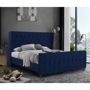 Image of Envisage Trade - Clarita Upholstered Beds - Plush Velvet, King Size Frame, Blue - Blue