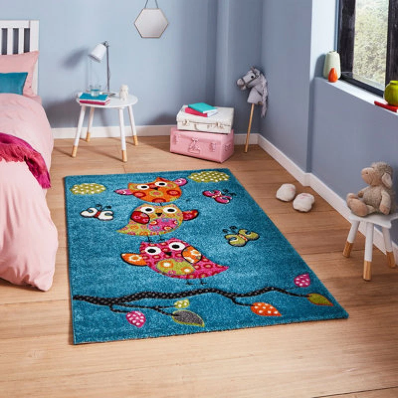 Image of THINK RUGS Think Rugs - Brooklyn Kids Brooklyn Kids 793 Blue 80cm x 150cm Rectangle - Blue and Multicoloured 42836