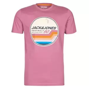 image of Jack Jones JORTYLER mens T shirt in Pink - Sizes S,M,XL,XS