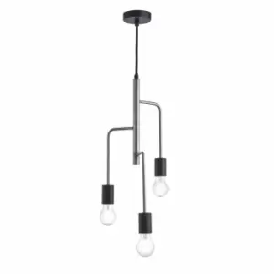 image of Nielsen Toblino Industrial Style 3 Light Ceiling Pendant In Pewter