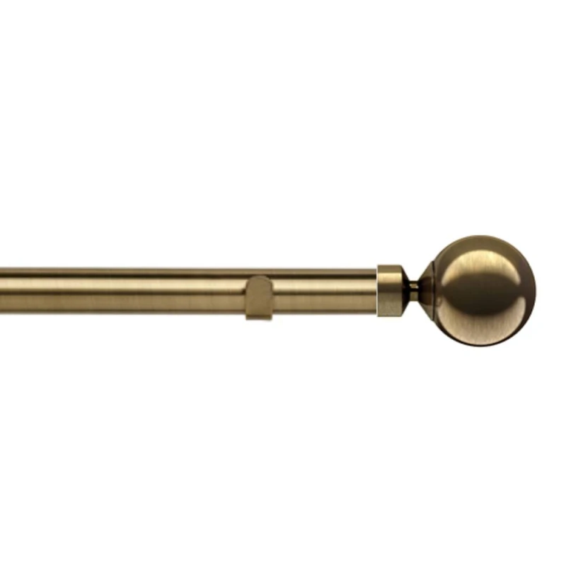 Image of New Edge Blinds 28mm Fixed Length Metal Eyelet Curtain Pole Set - Sphere Finial in Metallics Size: 170cm Metallics Unisex 170 cm