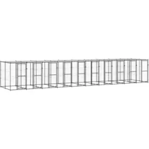 Image of Vidaxl - Outdoor Dog Kennel Steel with Roof 24.2 m² Black