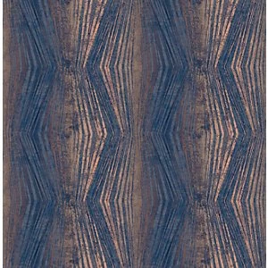 Image of Boutique Vermeil Stripe Blue Decorative Wallpaper - 10m