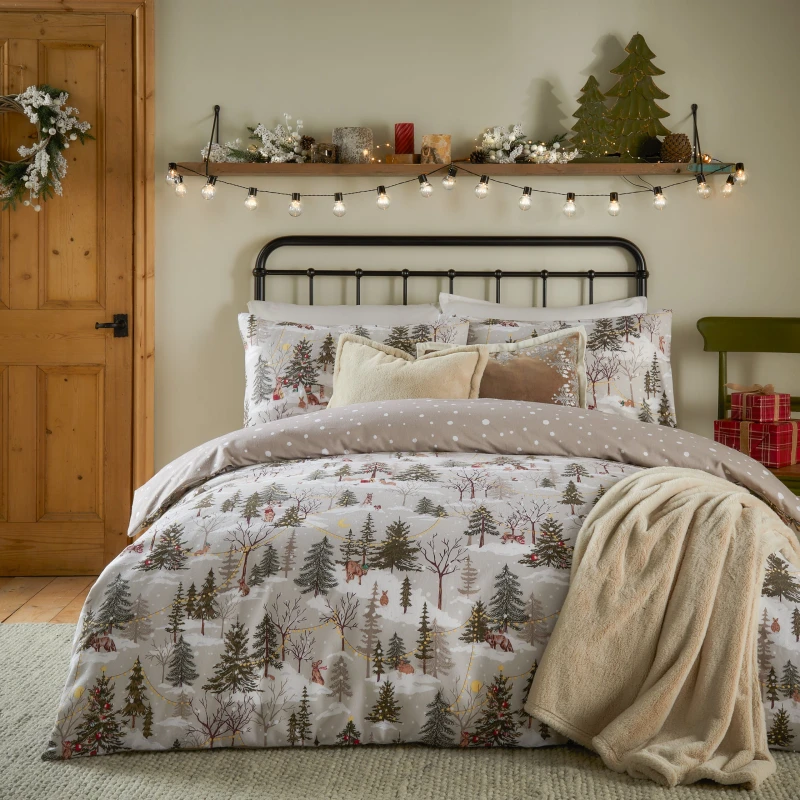 Image of Furn Furn Forest Festivities Printed Duvet Cover Set Size: Single Multi Single Unisex 5025532836922