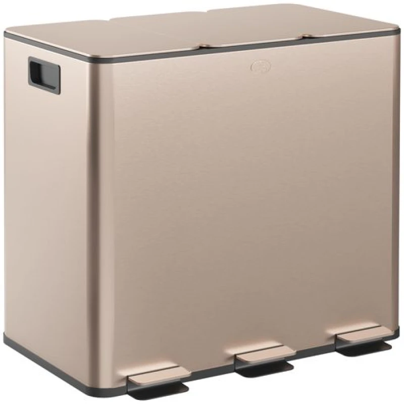 Image of HOMCOM 3 x 15L Triple Kitchen Bin Pedal Bin for Recycling and Waste - Homcom 5056725567736