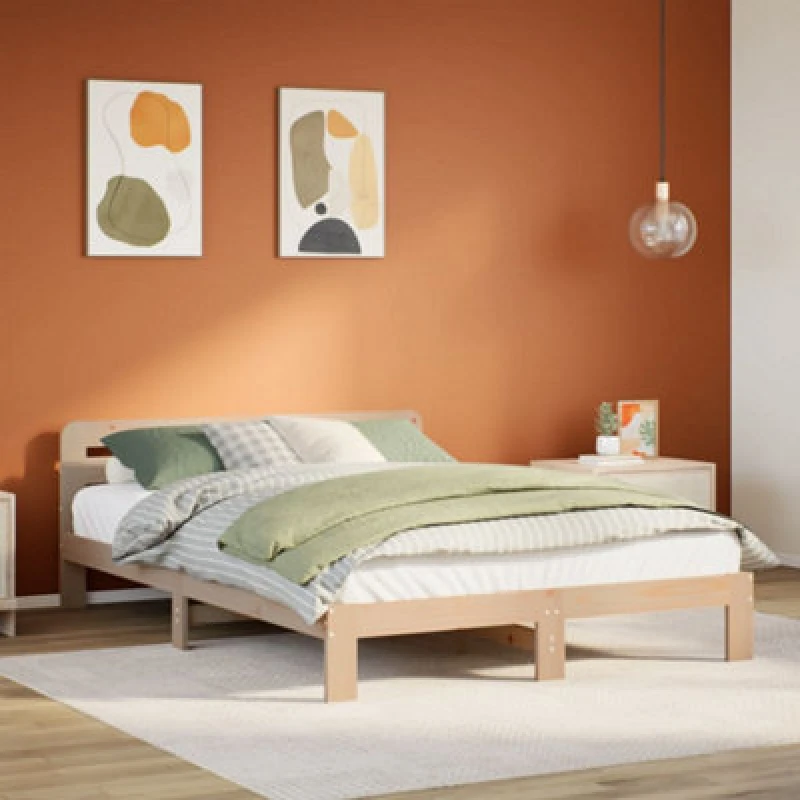 Image of VIDAXL Bed Frame without Mattress 150x200cm King Size Solid Wood Pine vidaXL 8721158395658