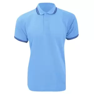 Image of Kustom Kit Mens Tipped PiquA Short Sleeve Polo Shirt (2XL) (Light Blue/Navy)
