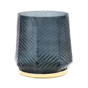 image of Elm Embossed Candle Holder Soft Blue H20cm