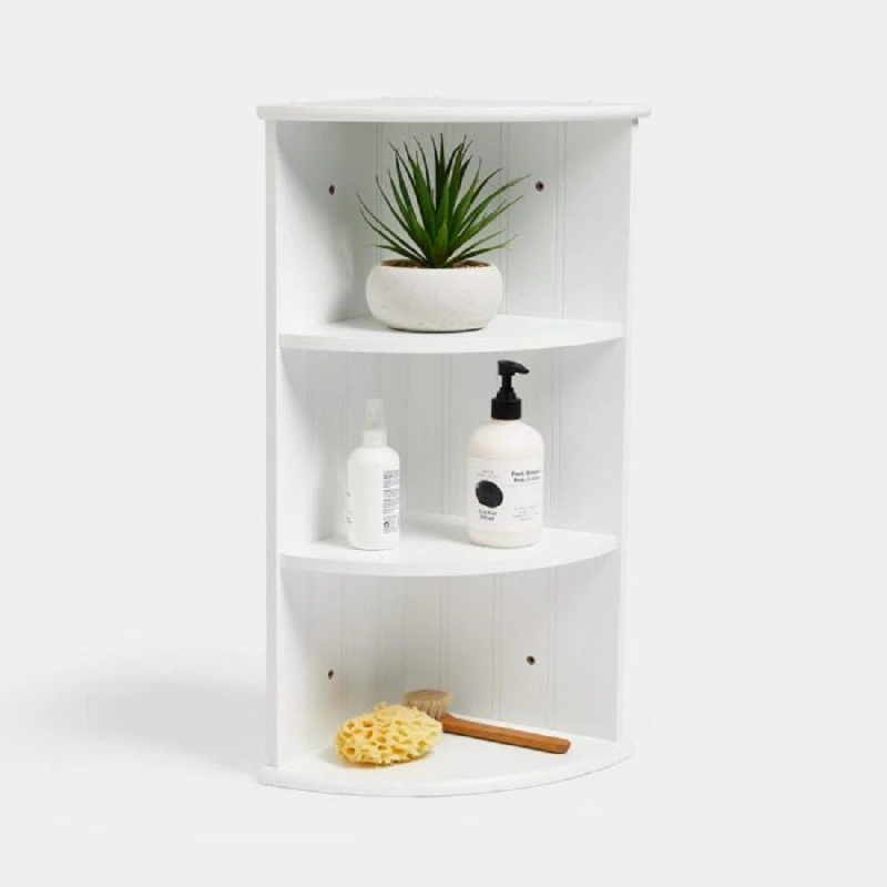 Image of VonHaus 3 Tier Wall Mounted Bathroom Corner Shelf Unit White