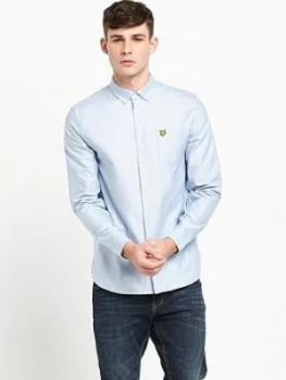 Image of Lyle & Scott Long Sleeve Oxford Shirt, Riviera Blue, Size 2XL, Men