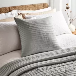Image of Bianca Luxurious Linear Lines Quilted Filled Cushion, Silver, 55 x 55 Cm