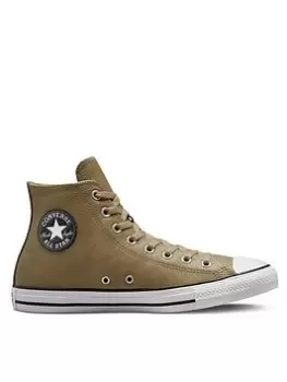 Image of Converse Chuck Taylor All Star Leather Hi, Beige, Size 10, Men