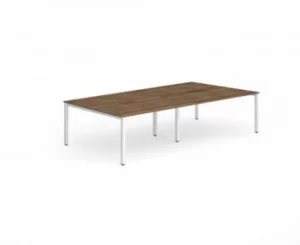 Image of B2B White Frame Bench Desk 1400 Walnut (4 Pod)