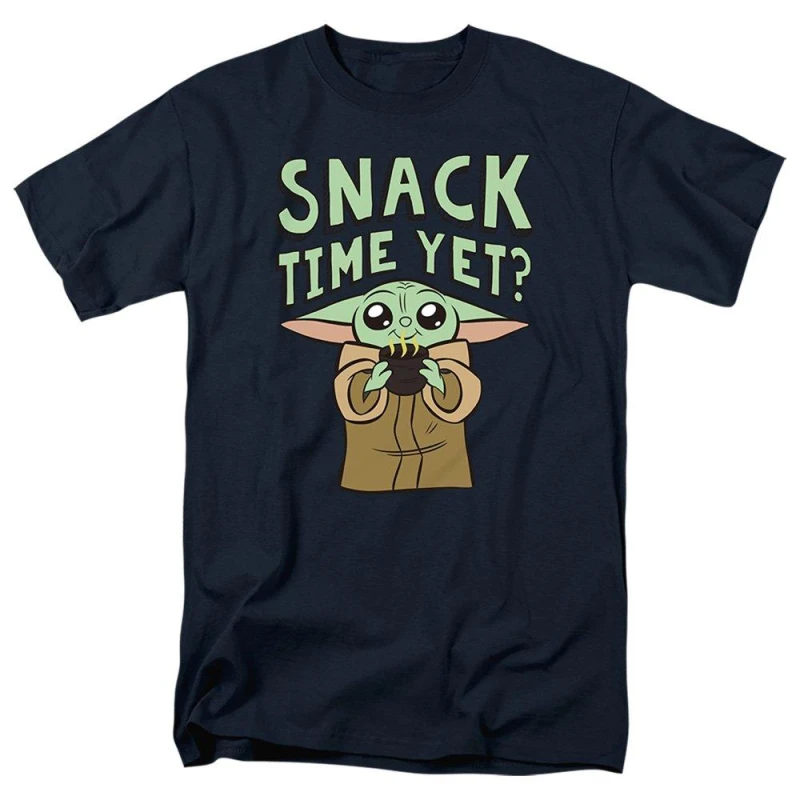 Image of Star Wars Men Star Wars Grogu Snack Time Mens T-Shirt Navy Size: Small Navy S Male 5052777760194