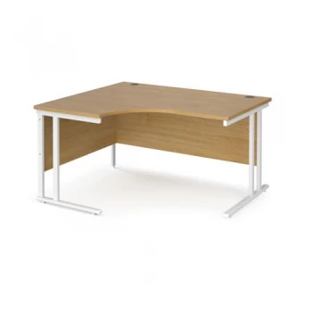 image of Maestro 25 left hand ergonomic desk 1400mm wide white cantilever leg