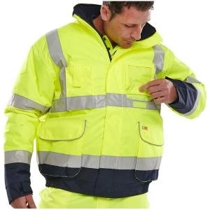 Image of B Seen Hi Vis Two Tone Bomber Jacket 2XL YellowNavy Ref BD208SYNXXL Up