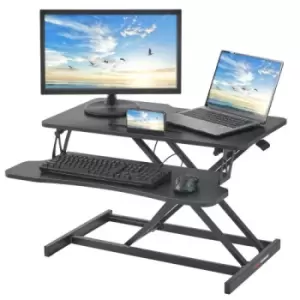 image of VEVOR Standing Desk Converter, Two-Tier Stand up Desk Riser, 31.5 inch Large Sit to Stand Desk Converter, 5.5-20.1 inch Adjustable Height, for Monitor