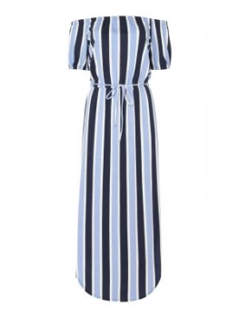 Image of Juicy by Juicy Couture Striped Off The Shoulder Maxi Dress Blue Stripe