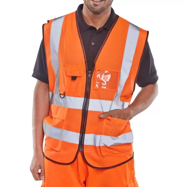 image of B SEEN Executive Hi Vis Waistcoat Orange 4XL