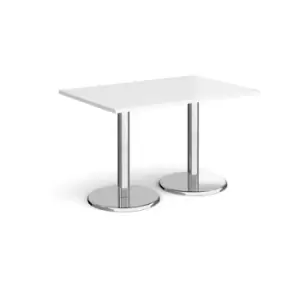 Image of Pisa rectangular dining table with round chrome bases 1200mm x 800mm - white