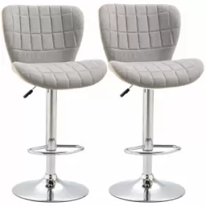 Image of HOMCOM Swivel Set Of 2 Bar Stools Light Grey