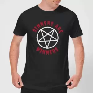 image of Sinners Are Winners Mens T-Shirt - Black - L - Black